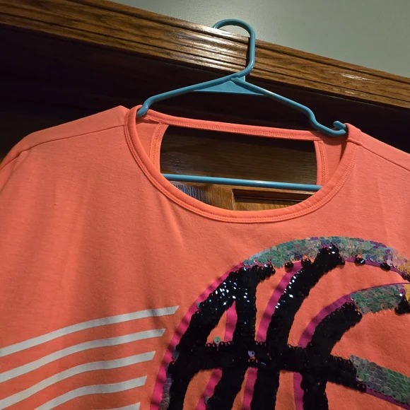 Justice Coral Sequin Basketball Long Sleeve Tee - Picture 6 of 11